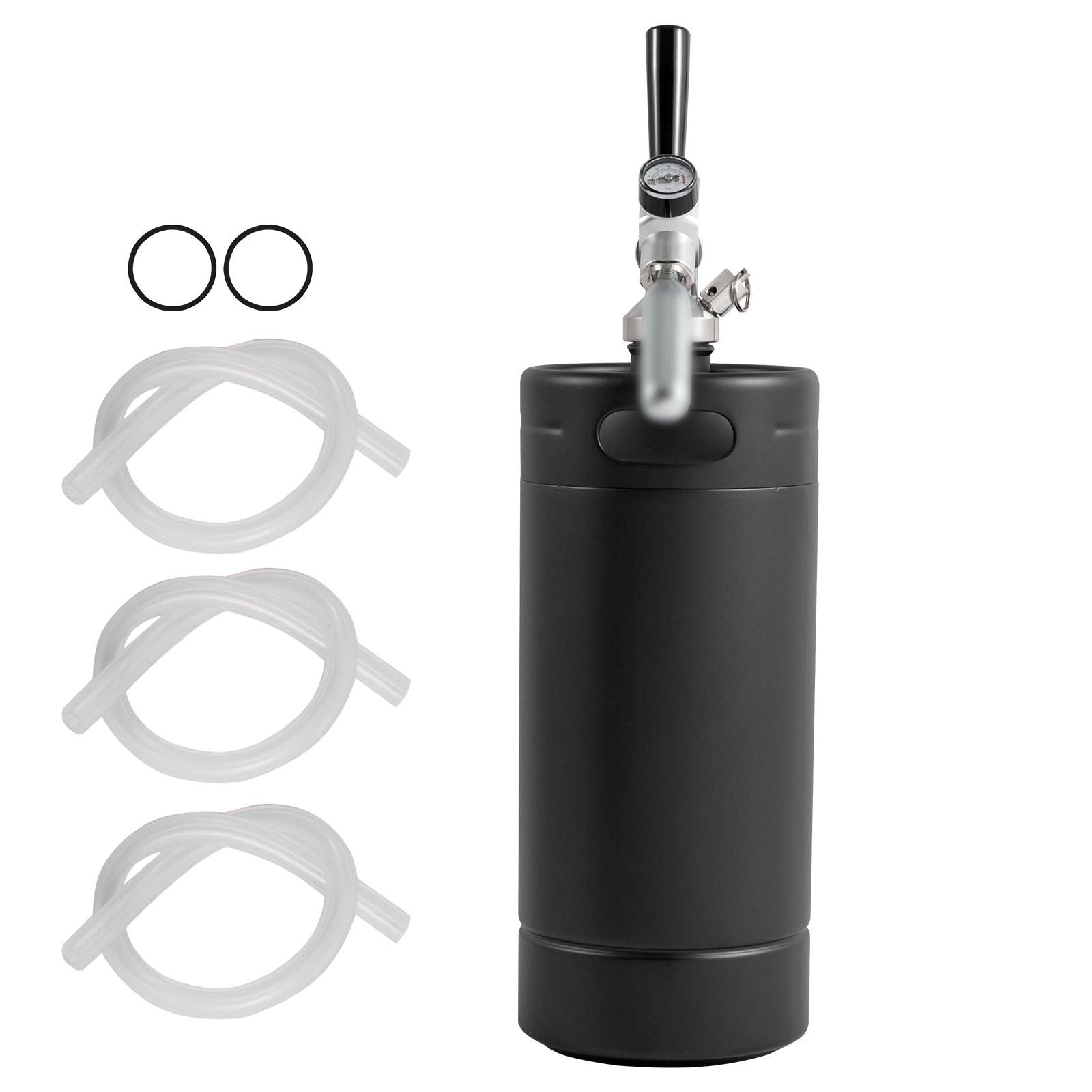 Beer Growler Tap System, 4L Mini Keg, 304 Stainless Steel Pressurized Beer Growler, Keg Growler with Pressure Display, CO2 Regulator Faucet, Leak-Proof Ring For Draft, Homebrew, Craft Beer