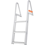 Dock Ladder, Removable 3 Steps, 159 kg Load Capacity, Aluminum Alloy Pontoon Boat Ladder with 101.6 mm Wide Step & Nonslip Rubber Mat, Easy to Install for Ship/Lake/Pool/Marine Boarding