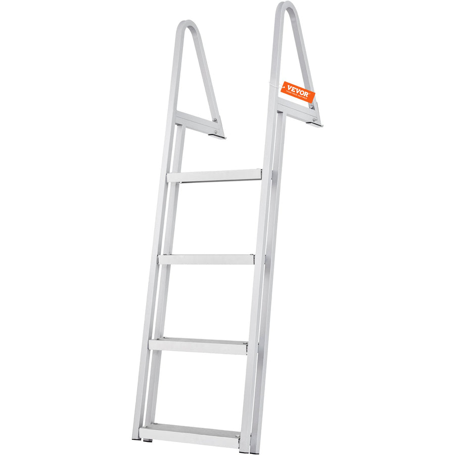 VEVOR Dock Ladder, Removable 4 Steps, 350 lbs Load Capacity, Aluminum Alloy Pontoon Boat Ladder with 4'' Wide Step & Nonslip Mat, Easy to Install for Ship/Lake/Pool/Marine Boarding