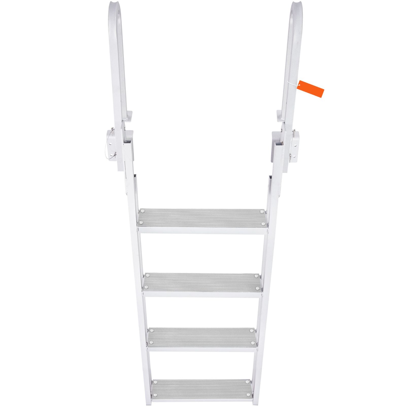 Dock Ladder Flip Up 4 Steps, 159 kg Load Capacity, Aluminum Pontoon Boat Ladder with 4" Wide Step & Nonslip Mat,Swimm Step Ladder for Ship/Lake/Pool/Marine Boarding
