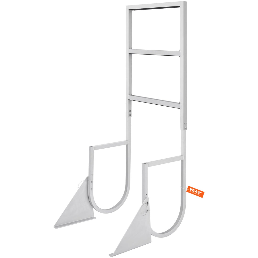 VEVOR Dock Ladder, Flip-Up 3 Steps, 159 kg Load Capacity, Aluminum Alloy Pontoon Boat Ladder with 50.8 mm Wide Step & Nonslip Rubber Mat, Easy to Install for Ship/Lake/Pool/Marine Boarding