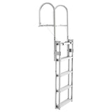Retractable Dock Ladder, 5 Steps, Aluminum Alloy Pontoon Boat Swim Ladder, with Non-Slip Wide Steps, 159 kg Weight Capacity, Adjustable Height, for Lake Swimming, Pool, Boat, Marine Boarding