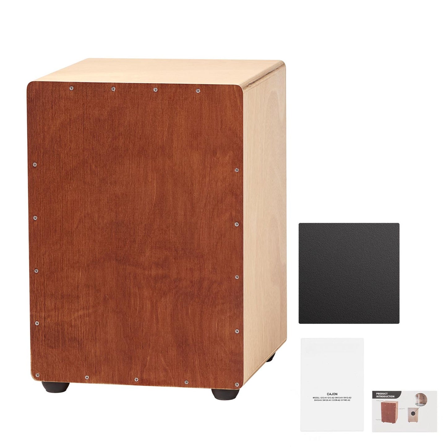 Cajon Box Drum, with Internal Snare Wires, Lightweight Wooden Percussion Box, Portable Birch Wood Drum Musical Instrument with Silicone Feet, for Beginners and Professionals, 305 x 305 x 430 mm