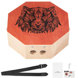 Unique Cajon Box Drum, with Internal  Guitar Strings, Portable Wooden Percussion Box, Birch Wood Drum Musical Instrument with Adjustable Strap, for Beginners & Professionals, 295 x 295 x 100 mm