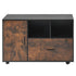 Wood File Cabinet Lockable Mobile Filing Cabinet Open Shelves Rustic Brown