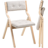 Wooden Folding Chairs with Cushion, Set of 2, Portable Foldable Cushion Chair with Wooden Frame, Modern Padded Dining Chair for Kitchen, Office, Wedding, Party, Dining Room, Easy Assembly, Beige