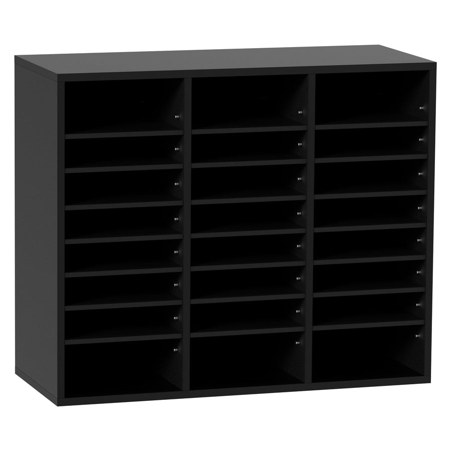 VEVOR Wood Literature Organizer Adjustable File Sorter 24 Compartments Black