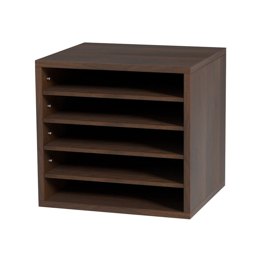VEVOR Wood Literature Organizer Adjustable File Sorter 5 Compartments Brown