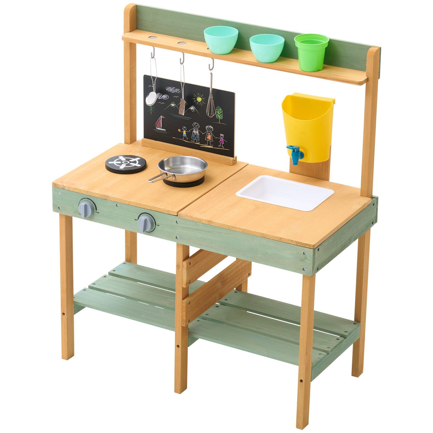 Wooden Mud Kitchen Outdoor Toy Play Kitchen Set for Kids Pretend Playset