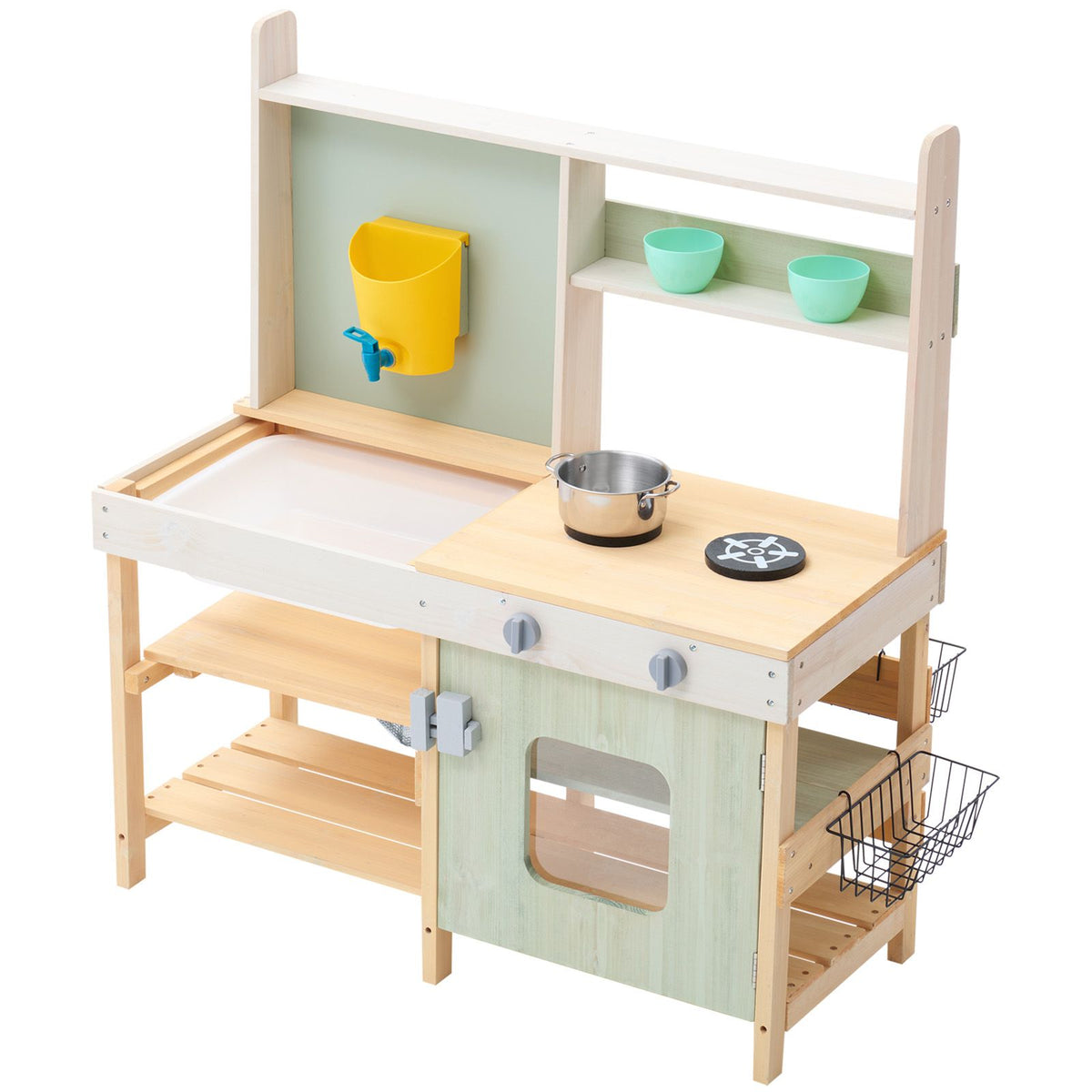 Wooden Mud Kitchen Outdoor Toy Play Kitchen Set for Kids Pretend Playset