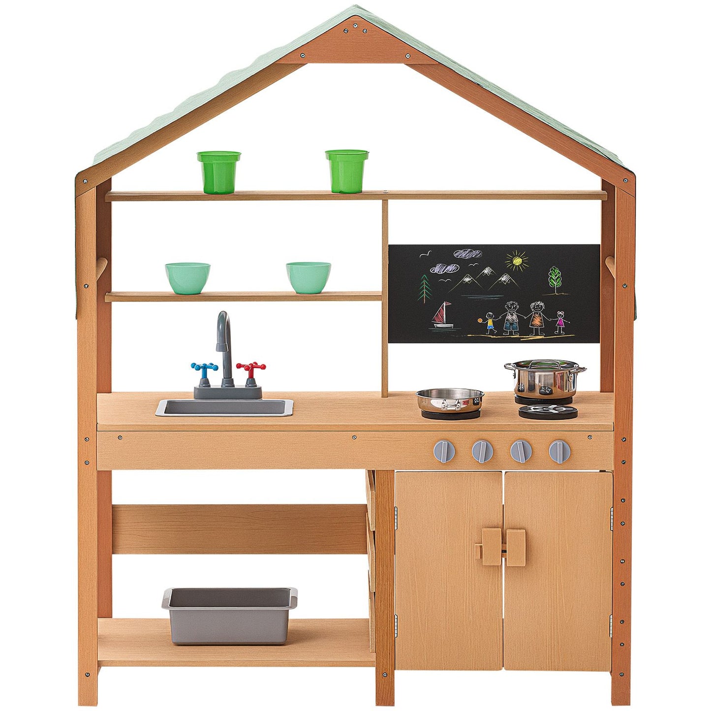 Wooden Mud Kitchen Outdoor Toy Play Kitchen Set for Kids Pretend Playset