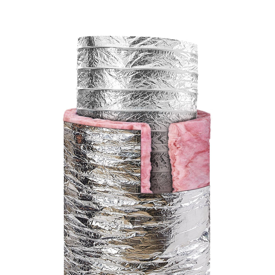 Dryer Vent Hose, 152.4MM Insulated Flexible Duct 7.62M Long with 2 Duct Clamps, Heavy-Duty Three Layer Protection for HVAC Heating Cooling Ventilation and Exhaust, R-6.0 Flame Resistance Value