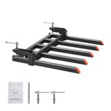 Clamp on Debris Forks to 1200 mm Bucket, 1200 kg Capacity Heavy Duty Clamp on Pallet Forks Attachments, Fit for Loader Bucket Skidsteer Tractor to Clean up Fallen Limbs Debris or Yard Wwaste