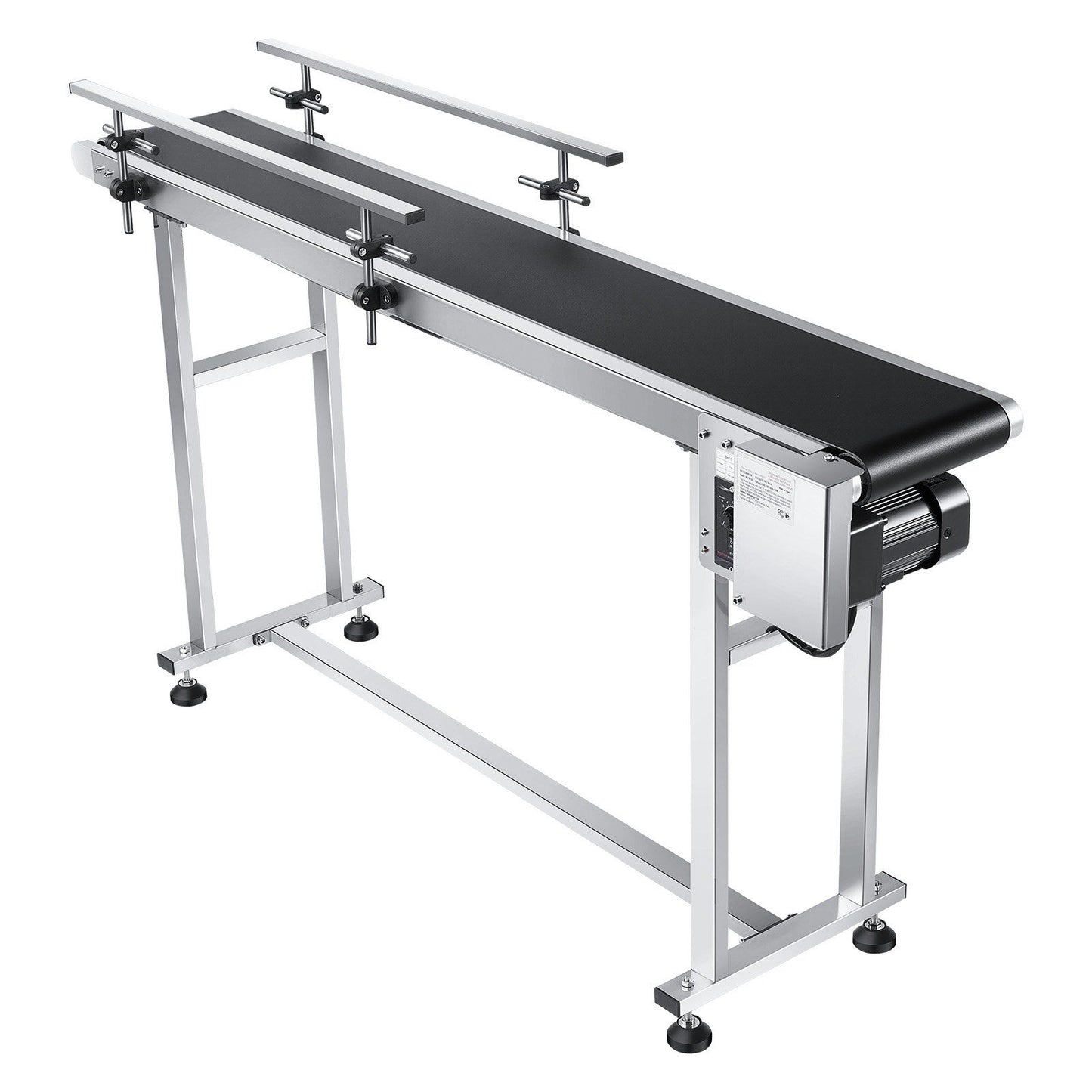 Belt Conveyor, 1498.6 x 198.1 mm Conveyor Table Heavy Duty Stainless Steel Motorized Belt Conveyor for Inkjet Coding Applications Powered PVC Belt Anti-Static Adjustable Speed (Double Guardrail)