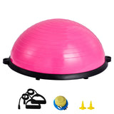 Half Exercise Ball Trainer, 23 inch Balance Ball Trainer, 660lbs Capacity Stability Ball, Yoga Ball with Resistance Bands & Foot Pump, Strength Fitness Ball for Home Gym, Full Body Workout, Pink
