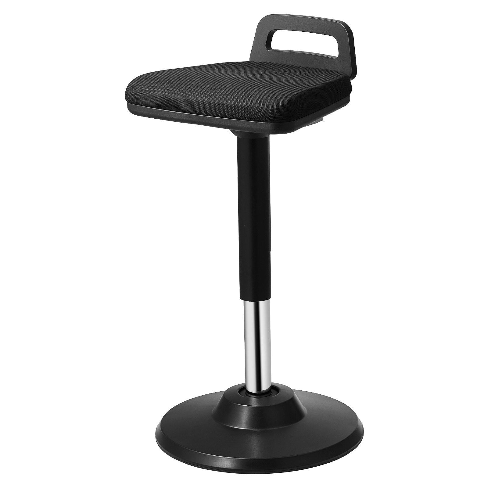 Active Chair with Handle, Height-Adjustable (24.6-34.4") Wobble Chair Made of Elastic Fabric & 45 mm Foam, Ideal for Schools, Office and Home, 8° Tilt Angle, Age 12-18, Black