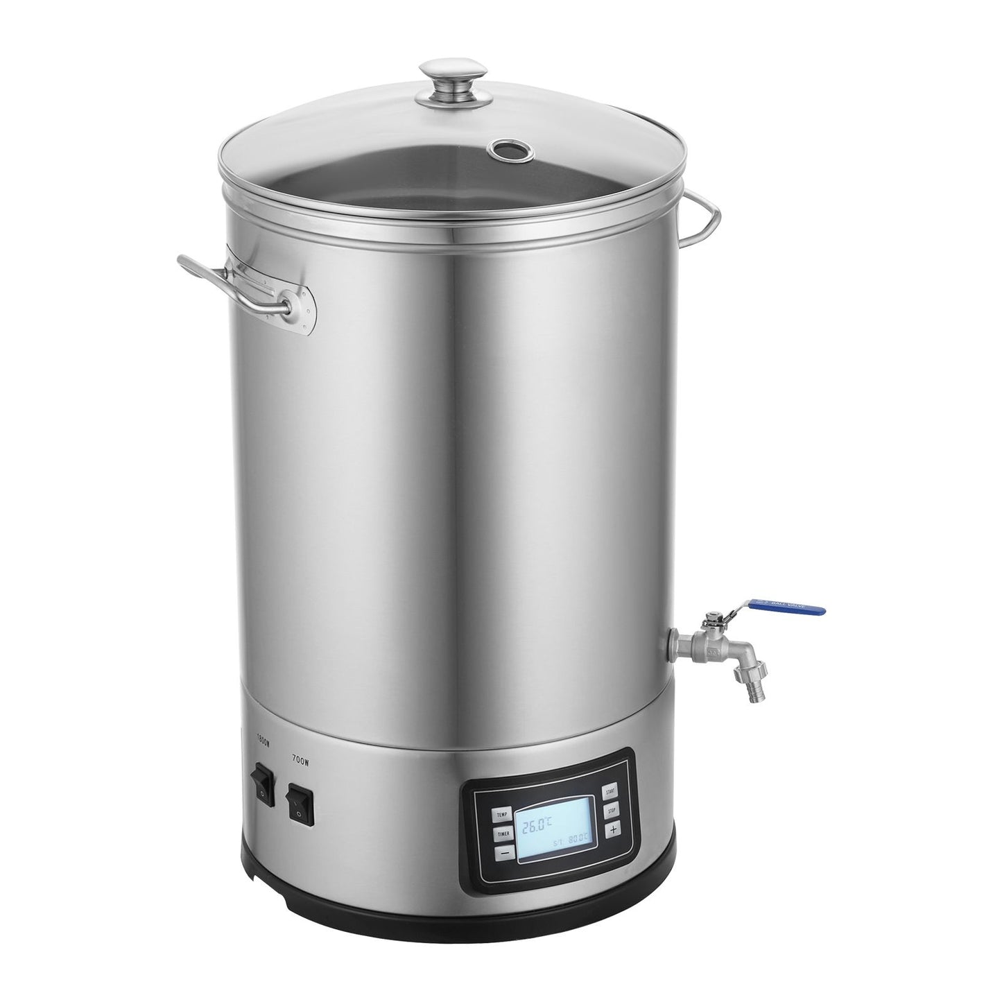Electric Brewing System, 8 GALLON Brewing Stock Pot, All-in-One Home Beer Brewer, 304 Stainless Steel Brewing Supplies with Panel, Includes Glass Lid, Handle, Spigot, Electronic Panel Control