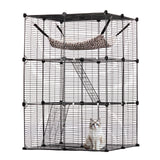 Large 3-tier Cat Cage, 28 x 28 x 41", DIY Detachable Metal Wire Durable Cat Enclosure, with Large Hammock 2 Ramp Ladders, Fit for Cats Exercise Indoor ＆ Outdoor, Ease of Assembly, Black