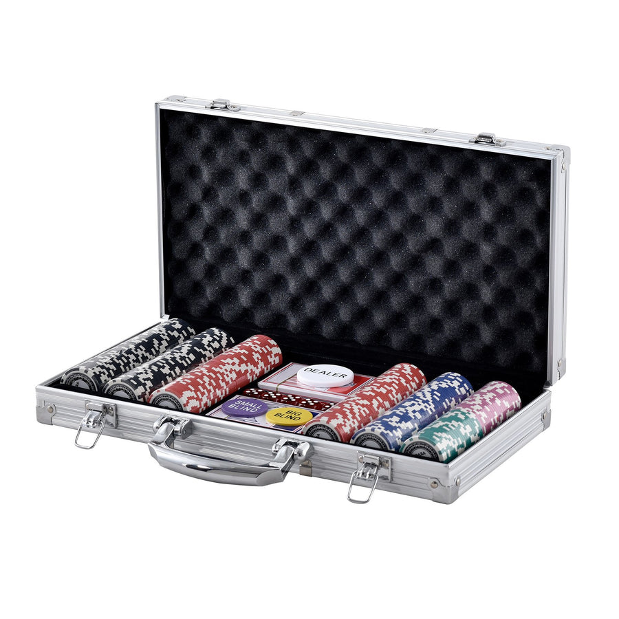 VEVOR Poker Chip Set, 300-Piece Poker Set, Complete Poker Playing Game Set with Aluminum Carrying  Case, 11.5 Gram Casino Chips, Cards, Buttons and Dices, for Texas Hold'em, Blackjack, Gambling