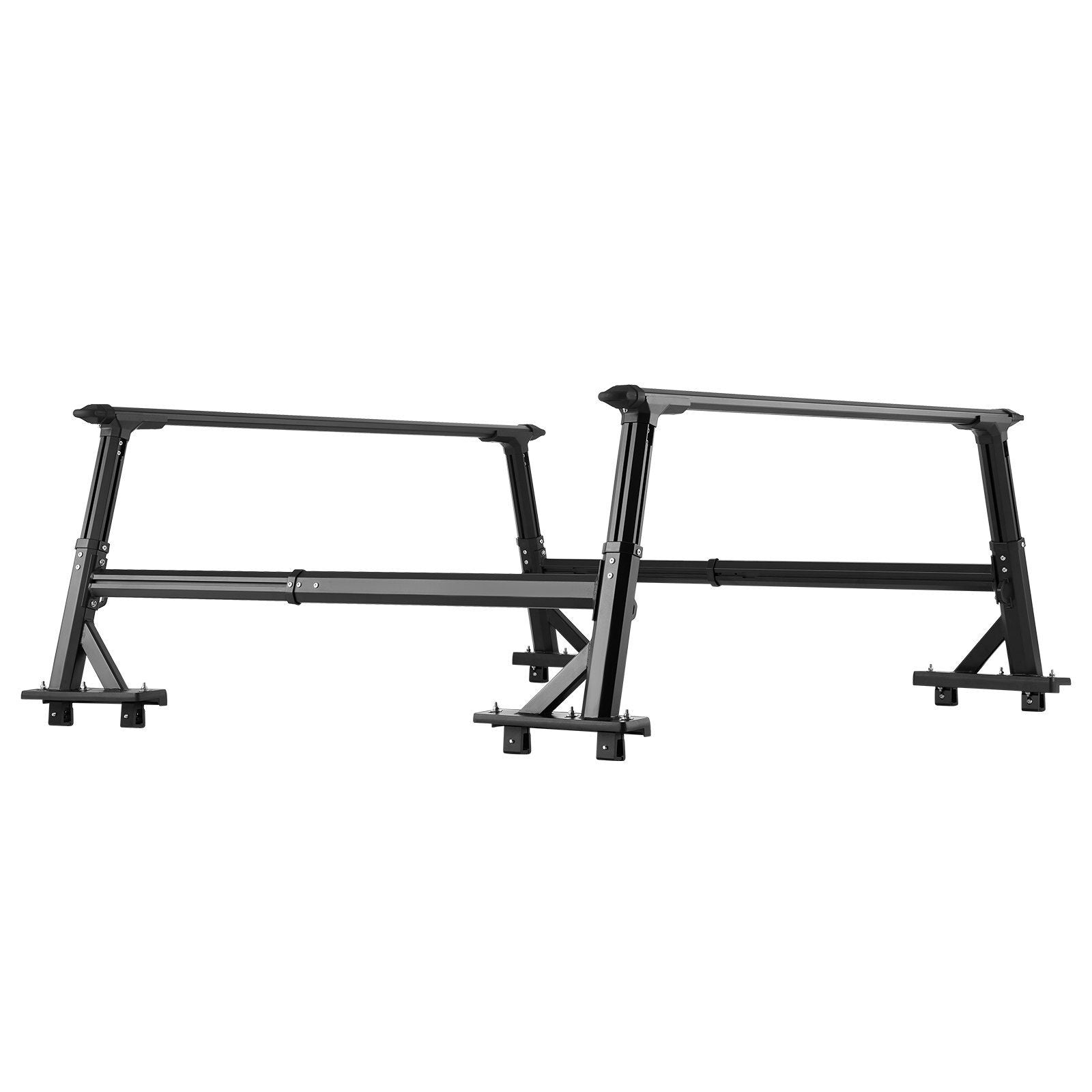 Truck Ladder Rack, 53.3-80.01 cm Height, Adjustable Non-Drilling Aluminum Cargo Rack with Sidebar, 362.9 kg Static Capacity, Ideal for Canoes, Surfboards, Ladders, Lumber, Tents & Large cargo