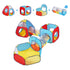 5 in 1 Kids Play Tent with Tunnel, Basketball Hoop for Boys, Girls, Babies and Toddlers, Indoor/Outdoor Pop Up Playhouse with Carrying Bag & Banding Straps Birthday Gifts, Red/Yellow/Blue