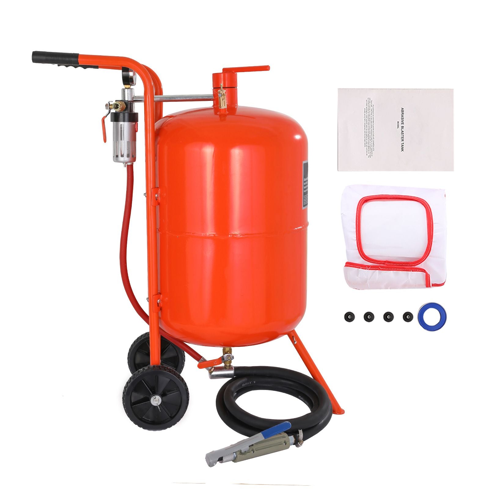 20 Gallon Sand Blaster, 60-110 PSI High Pressure Sandblaster, Portable Abrasive Blasting Tank, Air Sand Blasting Kit with 4 Ceramic Nozzles and Oil-Water Separator for Paint, Stain, Rust Removal