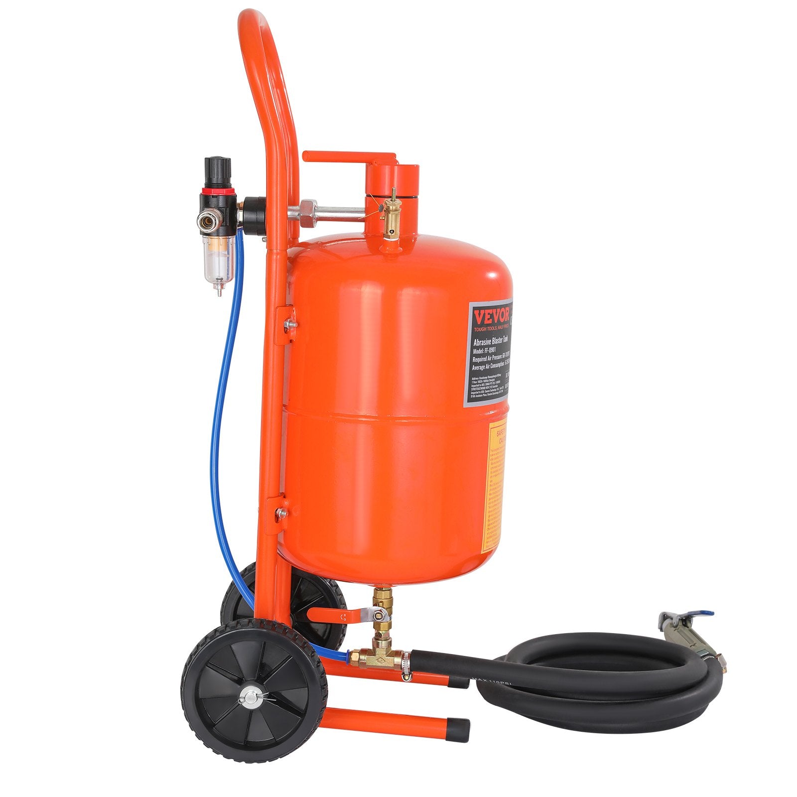 VEVOR 5 Gallon Sand Blaster 60-110 PSI High Pressure Sandblaster with 4 Nozzles