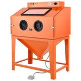 435L Sandblasting Cabinet, Heavy Duty Steel Sand Blaster with Dual Blasting Guns Kit, 117L Media Hopper & 1200W Powerful Dust Collector for Oversized Parts Rust Removal, Surface Finishing