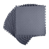 Garage Floor Tiles Interlocking, 16 Pack 513 x 513 x 5 mm Interlocking Modular Garage Flooring Tiles, Diamond Plate Slip-Resistant PVC Mats for Workshop,Warehouse,Tool Room, Graphite Gray