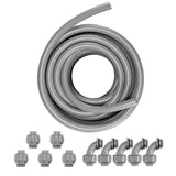 12.7 mm Flexible Electrical Conduit, 30.5 m, PVC Liquid-Tight Conduit Non-Metallic with 5 Straight and 5 90-Degree Conduit Connector Fittings, for Air Conditioning Motor Controller Pump, IP65