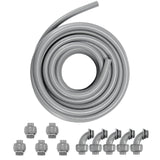 25.4 mm Flexible Electrical Conduit, 30.5 m, PVC Liquid-Tight Conduit Non-Metallic with 5 Straight and 5 90-Degree Conduit Connector Fittings, for Air Conditioning Motor Controller Pump, IP65
