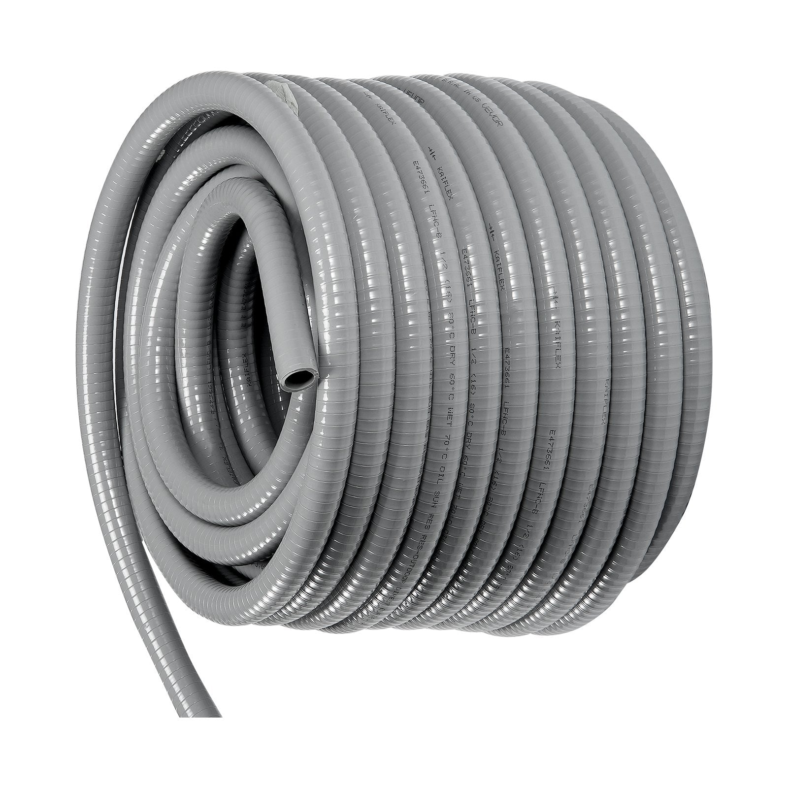 VEVOR 25.4 mm Flexible Electrical Conduit, 30.5 m, PVC Liquid-Tight Conduit Non-Metallic with 5 Straight and 5 90-Degree Conduit Connector Fittings, for Air Conditioning Motor Controller Pump, IP65