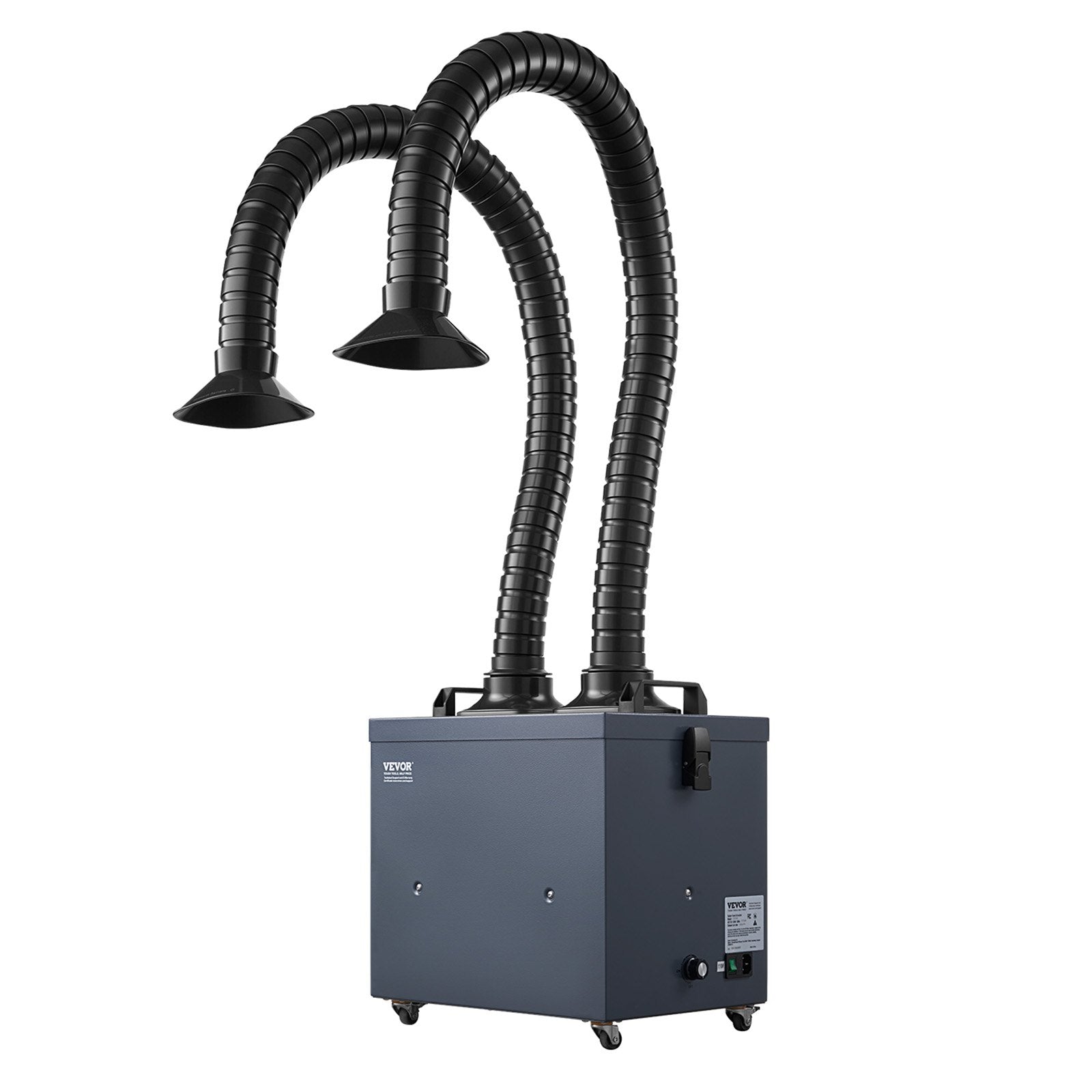 VEVOR Soldering Fume Extractor with Dual Hoses, 275W Brushless Solder Smoke Absorber with 4-Stage Filters & 10 Speeds, 380m³/h Strong Suction Smoke Purifier for Soldering, Laser Engraving, DIY Welding