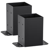 101.6x101.6mm Post Base 2 Pcs, Inner Size 91x91 Post Base Brackets, Heavy Duty Powder-Coated Post Anchor Matte Black Wood Post Brackets for Pavilion Deck Railing Support Deck Base Plate