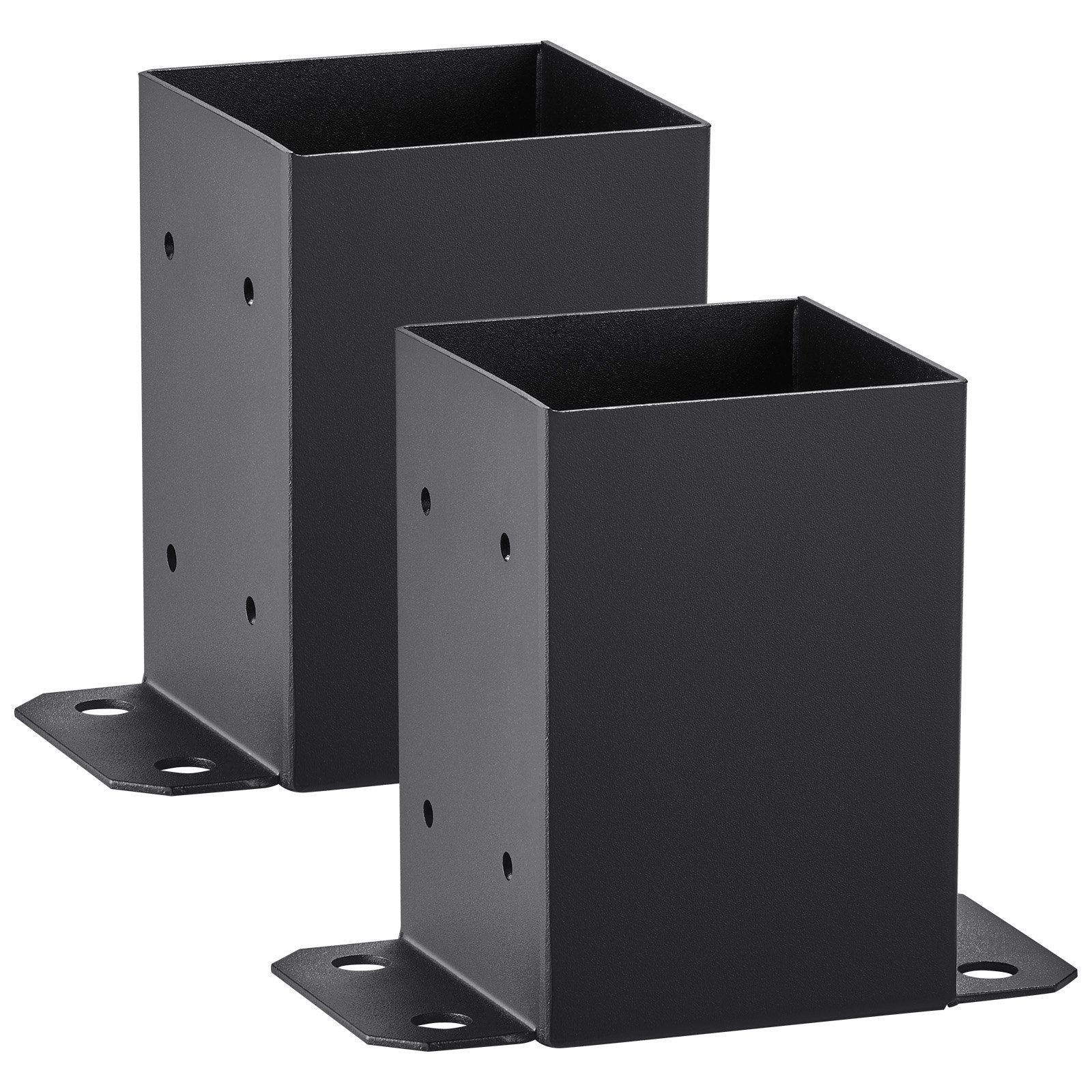 101.6x101.6mm Post Base 2 Pcs, Inner Size 91x91 Post Base Brackets, Heavy Duty Powder-Coated Post Anchor Matte Black Wood Post Brackets for Pavilion Deck Railing Support Deck Base Plate