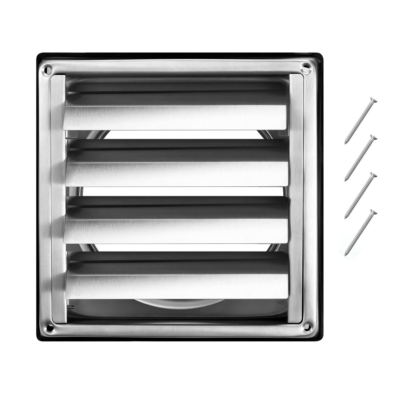97mm Wall Vent Cover, Louvered Square AC Vent Gable Cover, Premium Stainless Steel & with Noise Reducing Rubber Gasket, for House,Bathroom,Garage,Kitchen,Basement (1 Pack, Silver)