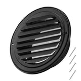 145 mm Wall Vent Cover, Louvered Round AC Vent Gable Cover, Premium Stainless Steel & with Built-in a Protection Screen, for House,Bathroom,Garage,Kitchen,Basement (2 Pack, Black)