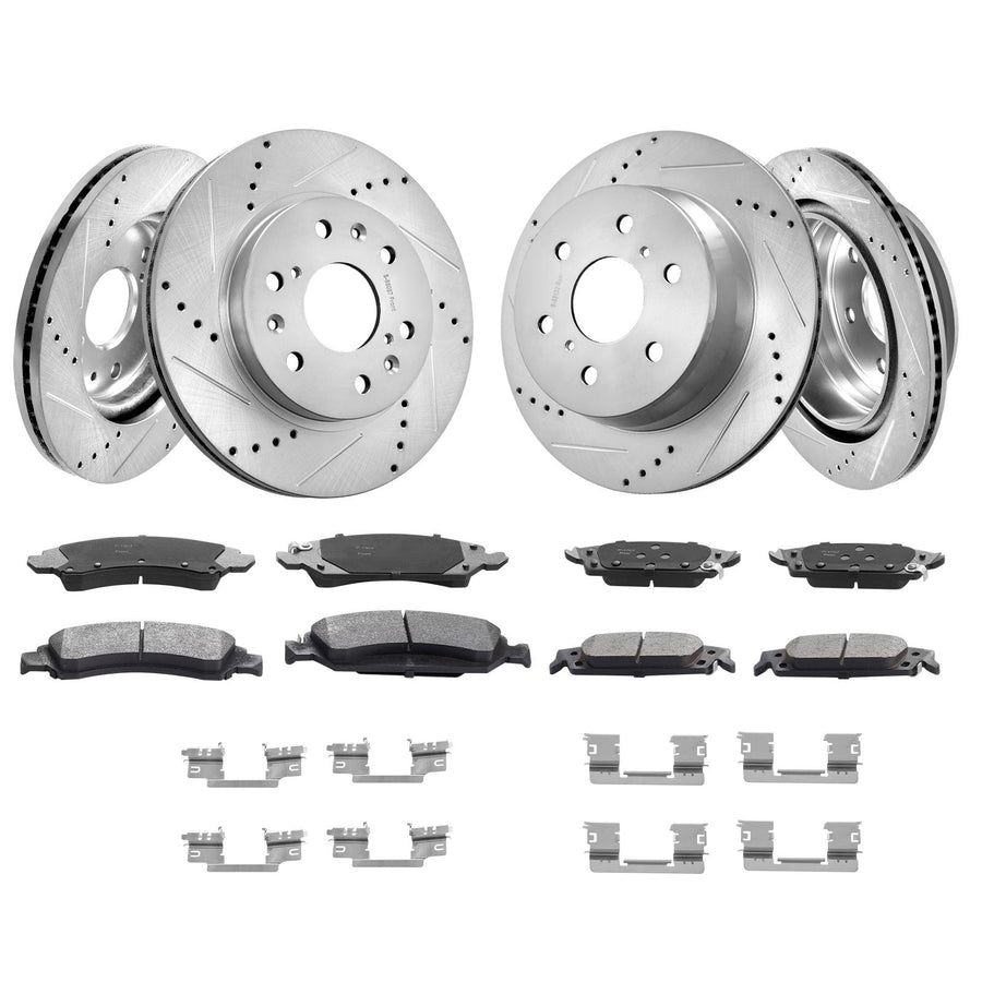 Front&Rear Rotors Disc Brake Pads Kit for 14-18 Chevy Silverado Gmc Sierra 1500