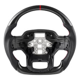 Steering Wheel for 2021-2024 Ford F150, Carbon Fiber Steering Wheel D-Shaped Flat-Bottom, Leather Grip with Non-Slip Texture & Precise Stitching, Accessories Replacement for Ford F150, Black