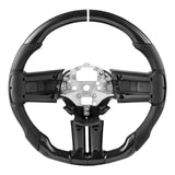 Steering Wheel for 2010-2014 Ford Mustang, Carbon Fiber Steering Wheel D-Shaped Flat-Bottom, Leather Grip with Non-Slip Texture & Precise Stitching, Accessories Replacement for Mustang, Black