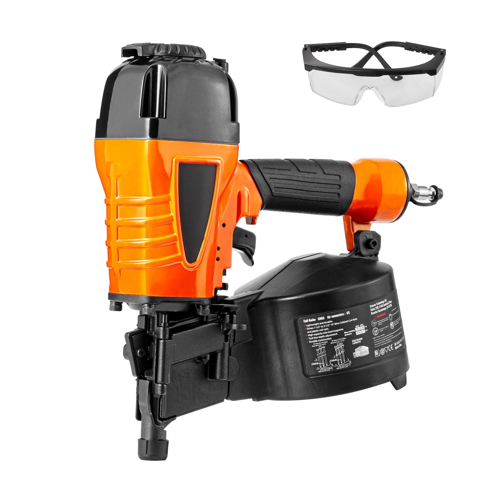CN65 Coil Siding Nailer 32mm to 63mm 15 Degree Pneumatic Nail Gun