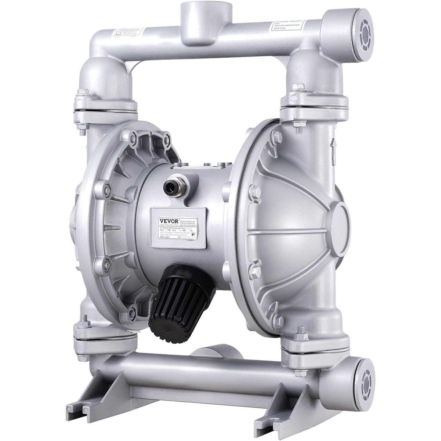 Air Operated Double Diaphragm Pump, 44GPM, Max 115PSI Air Waste Oil Pneumatic Transfer Pump with 2 Extra Diaphragms, 3.8cm Inlet & Outlet Aluminum Alloy Diaphragm Pump for Diesel Grease Oil