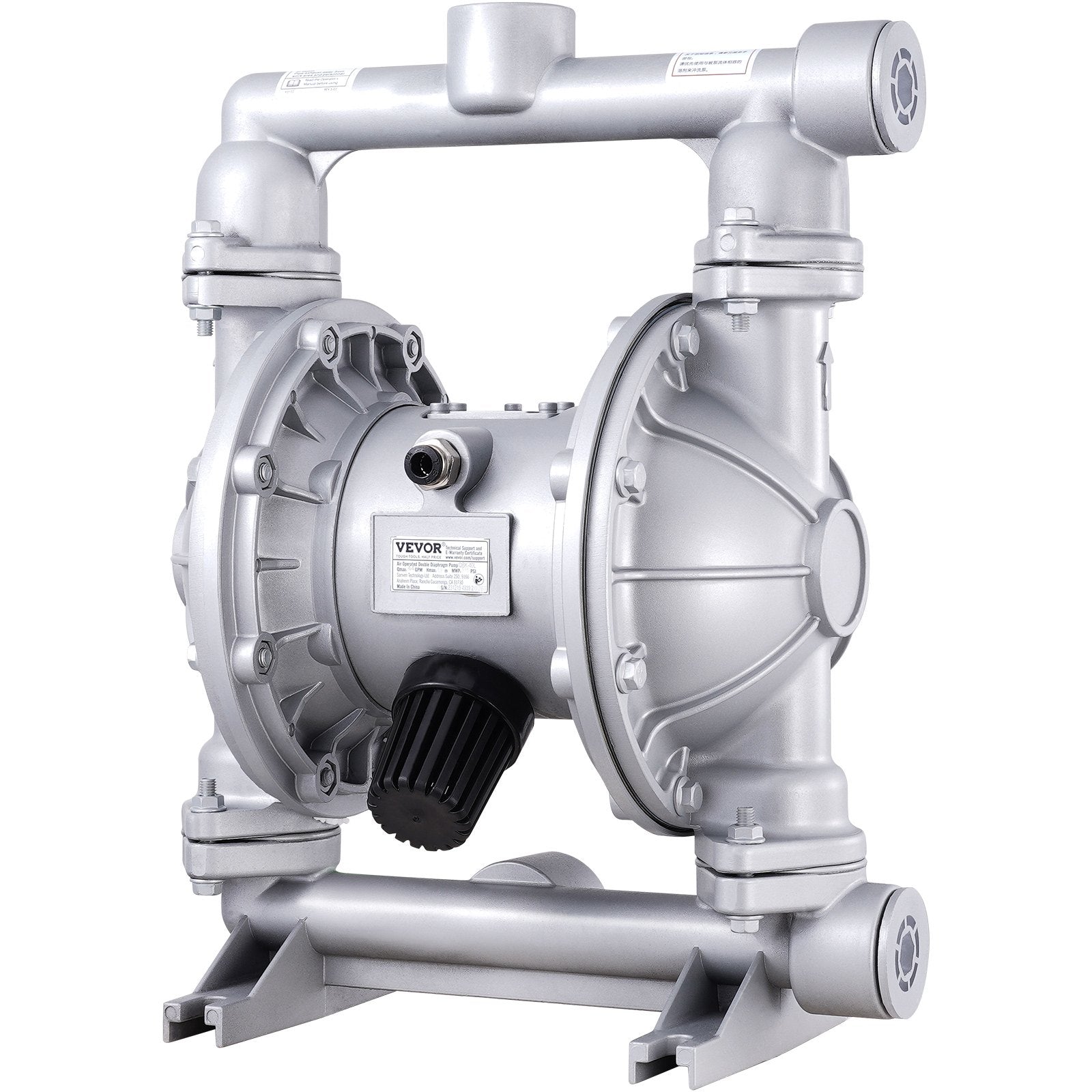 Air Operated Double Diaphragm Pump, 44GPM, Max 115PSI Air Waste Oil Pneumatic Transfer Pump with 2 Extra Diaphragms, 3.8cm Inlet & Outlet Aluminum Alloy Diaphragm Pump for Diesel Grease Oil