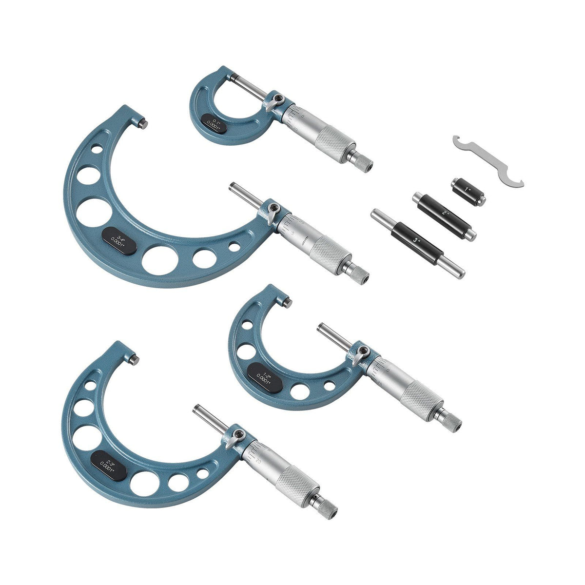 4 PCS Micrometer Set, 0–1/1–2/2–3/3–4 in Machinist Outside Micrometer, Ultra-Precision Accuracy, Professional Machinist Tools with Protective Case, for Metalworking & Engineering