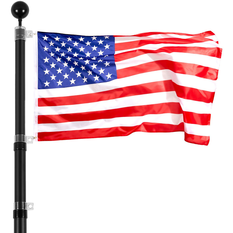 VEVOR 25FT Telescopic Flagpole Kit, Heavy Duty Aluminum Alloy Flag Pole Kit in Ground for Outside, 3 Display Modes Flagpole with Professional Accessories, Black