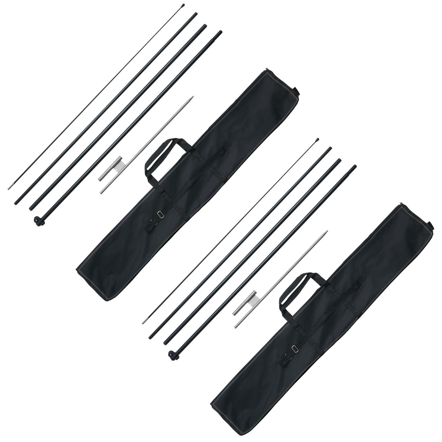 Feather Flag Pole Kit 2 Packs Swooper Flag Pole 16.3 ft with Ground Stakes