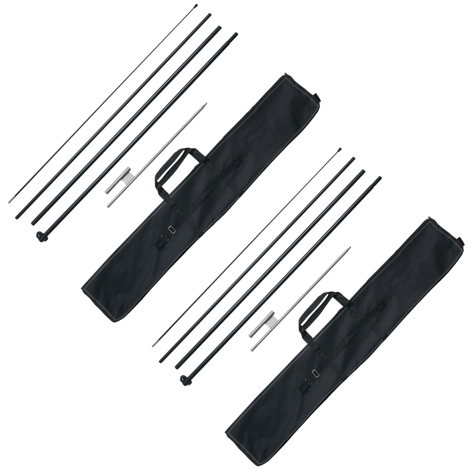 Feather Flag Pole Kit 2 Packs Swooper Flag Pole 16.3 ft with Ground Stakes