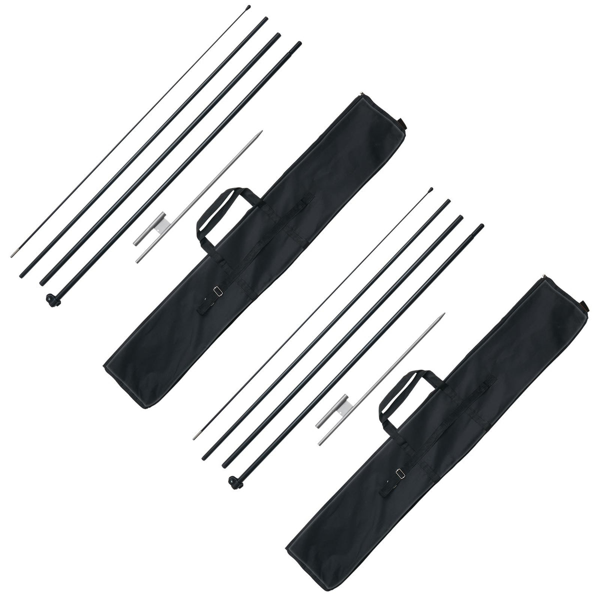 Feather Flag Pole Kit 2 Packs Swooper Flag Pole 16.3 ft with Ground Stakes