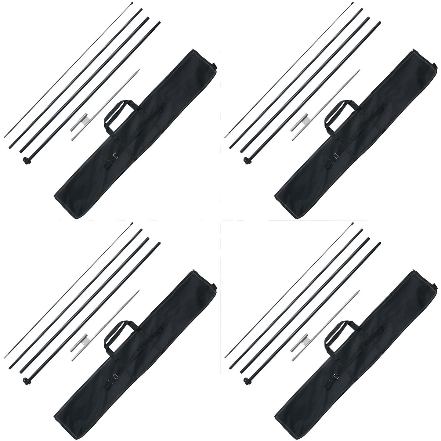 Feather Flag Pole Kit 4 Packs Swooper Flag Pole 16.3 ft with Ground Stakes