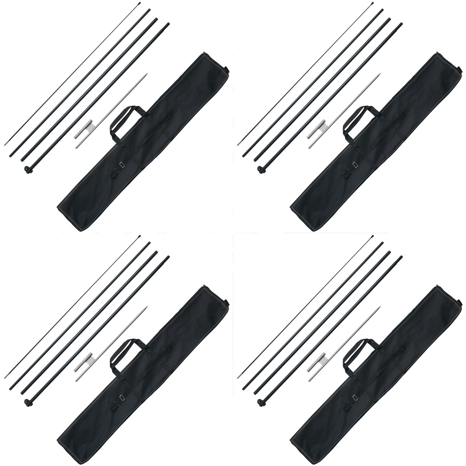 Feather Flag Pole Kit 4 Packs Swooper Flag Pole 16.3 ft with Ground Stakes